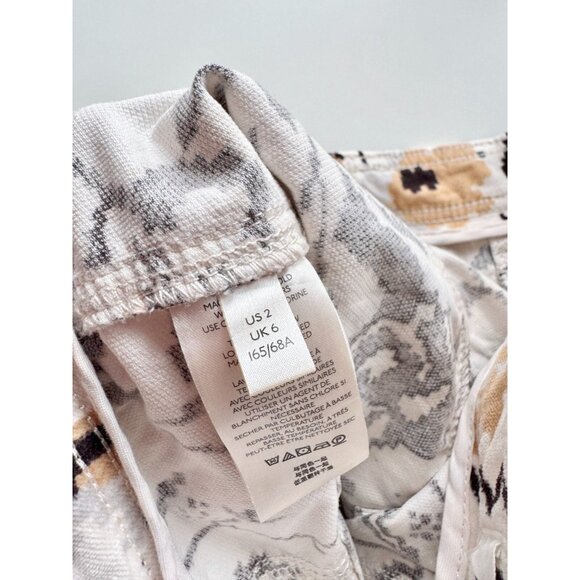 ANTHROPOLOGIE Floral Printed Cotton Corduroy Tapered Utility Pants, Size 2 - Picture 14 of 16